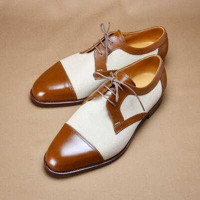 Genuine brown white suede leather loafers style dress shoes handmade