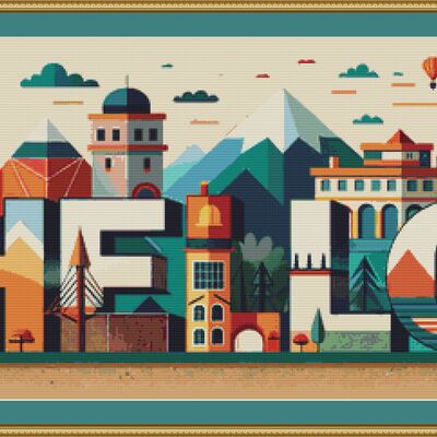 Hello cross stitch pattern - Thumbnail 2