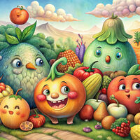 Happy Fruit And Vegetables Cross Stitch Pattern - Thumbnail 2