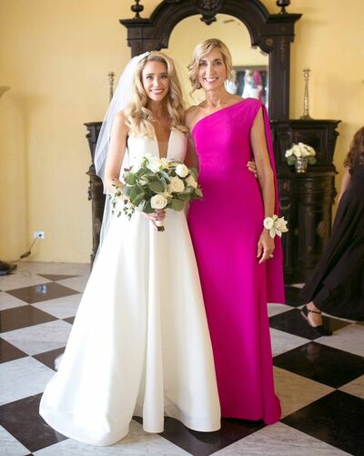 Simple Hot Pink One Shoulder Mother of The Bride Groom Dresses Party Gowns Evening Dress vestidos