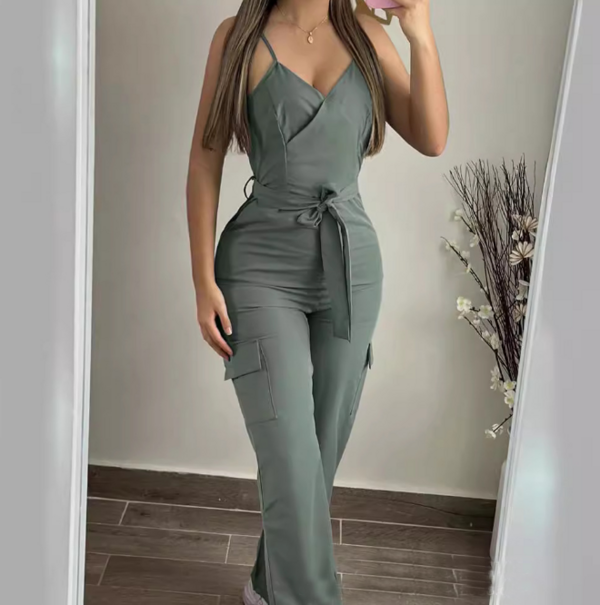 Sling Elegant V-Neck Sleeveless Jumpsuit