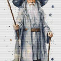 Grey Wizard Cross Stitch Pattern - Thumbnail 1