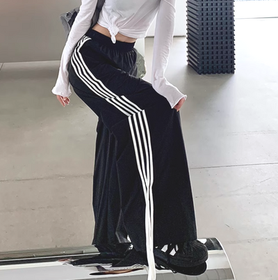 *Free Shipping*RIBBON STRIPE NYLON PANTS