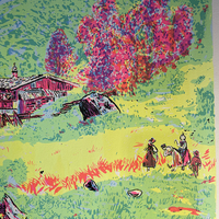 Ripoff of Carl Milner's 'Alpine Landscape Painting --Screen Print (18" x 24") - Thumbnail 1