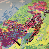 Ripoff of Carl Milner's 'Alpine Landscape Painting --Screen Print (18" x 24") - Thumbnail 2