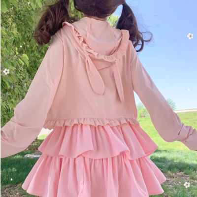 Summer 2024 new pink cute anti-uv ice silk sun protection clothes