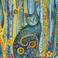 Flower Cat Cross Stitch Pattern - Thumbnail 1