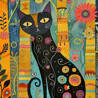 Floral Cat Cross Stitch Pattern - Thumbnail 2