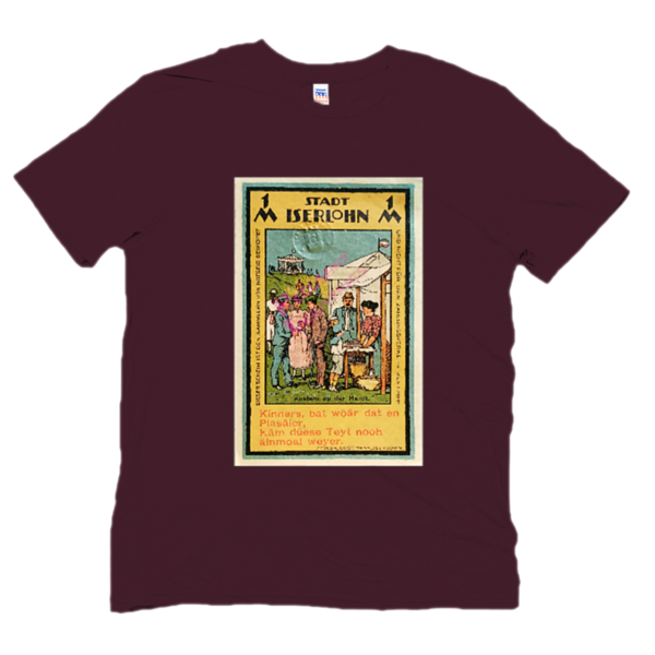 Egg Seller Tent, NotGeld Reproduction on a t-shirt