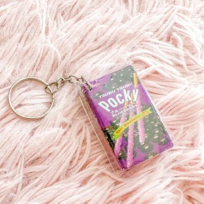 Mini Blueberry Pocky Stick Keychain  |  Handmade Pocky Keyring  |  Cute Kawaii Bag Charm  |  Novelty Food Jewelry