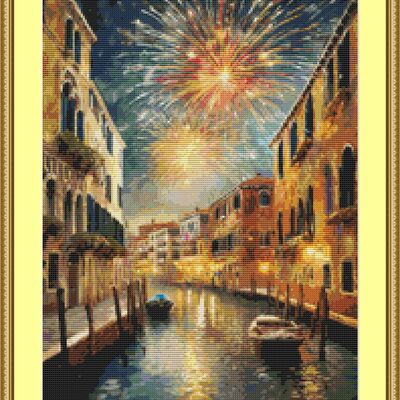 Fireworks in venice cross  stitch pattern