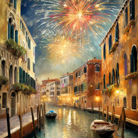 Fireworks In Venice Cross  Stitch Pattern - Thumbnail 2
