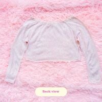Y2K Bubblegum Pink Vintage Long Sleeve Crop Top with Subtle Cheetah Print & Knitted Cuffs - Thumbnail 1