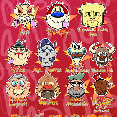Ren & stimpy dot sticker set