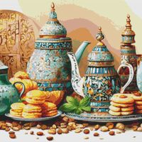 Ethnic Pots Cross Stitch Pattern - Thumbnail 1