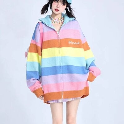 Preppy rainbow striped sweater