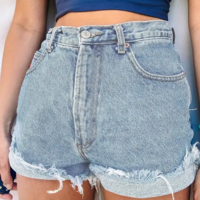 YIN YANG KINDNESS LOVE DENIM SHORTS - Thumbnail 1