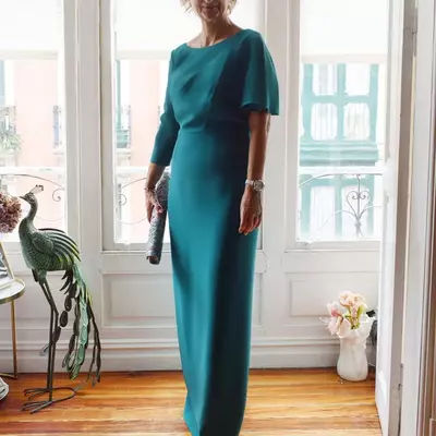 Simple dark green mother of the bride groom dresses party gowns evening dress vestidos