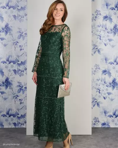 Simple Dark Green Lace Mother of The Bride Groom Dresses Party Gowns Evening Dress Vestidos
