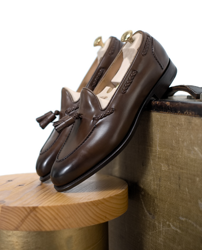 Classic Men's Handmade Brown Tassels Loafer  Genuine Leather Shoes