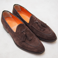 Brown Suede Tassels Loafers Slips On Moccasin Handmade Edition Shoes - Thumbnail 1