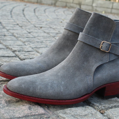 Crafted leather handmade gray suede leather jodhpur boot