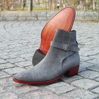 Crafted Leather Handmade Gray Suede Leather Jodhpur Boot - Thumbnail 4