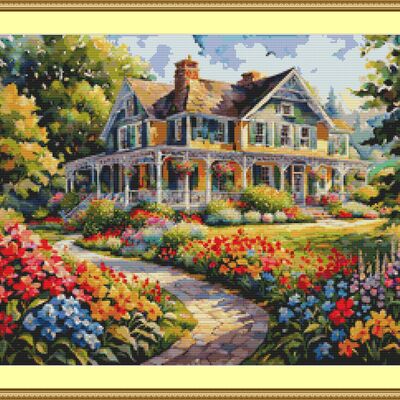 Country house cross stitch pattern