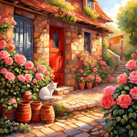 Cottage Cat Cross Stitch Pattern - Thumbnail 2