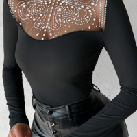 Temperament Chain Pit Stripe Long sleeved Top - Thumbnail 1