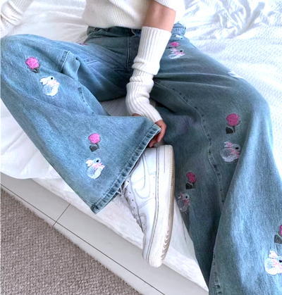 *Free Shipping*RABBIT ROSE JEANS
