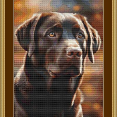 Chocolate labrador cross stitch pattern