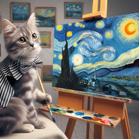 Cat Painter 3 Cross Stitch Pattern - Thumbnail 2