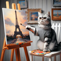 Cat Painter 2 Cross Stitch Pattern - Thumbnail 2