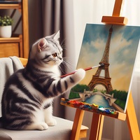 Cat Painter 1 Cross Stitch Pattern - Thumbnail 2