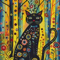 Cat In The Forest Cross Stitch Pattern - Thumbnail 1