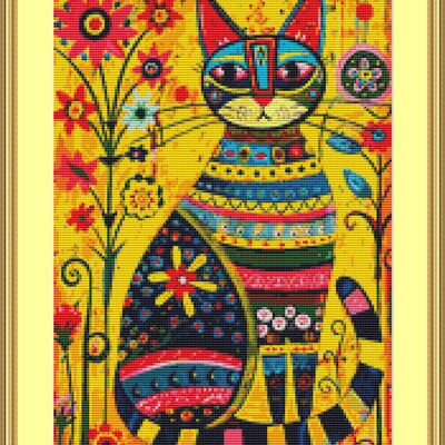 Cat art cross stitch pattern
