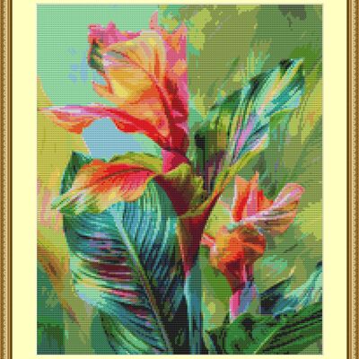Canna lily cross stitch pattern