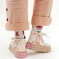 Pink High Top Cavas Shoes - Thumbnail 3