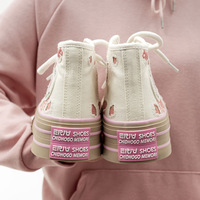 Pink High Top Cavas Shoes - Thumbnail 2