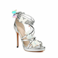 Sexy Silver Butterfly Cross Strap High Heels  - Thumbnail 3
