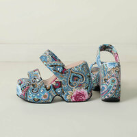 Boho Ethinic Paisley Flower Heeled Sandals - Thumbnail 2