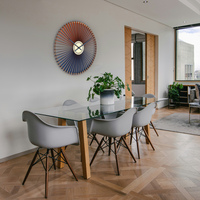 Circular bicolor wall clock with 60 double sided blades - Kinetic orange / blue - Thumbnail 1