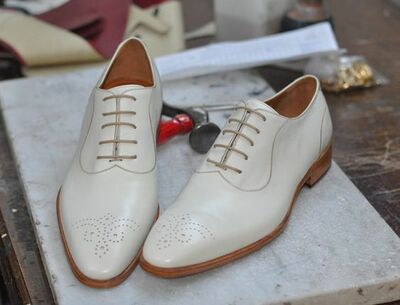 Handmade Men White Leather Shoes, Men White Party Shoes, Night Out Mens Leather White Shoes