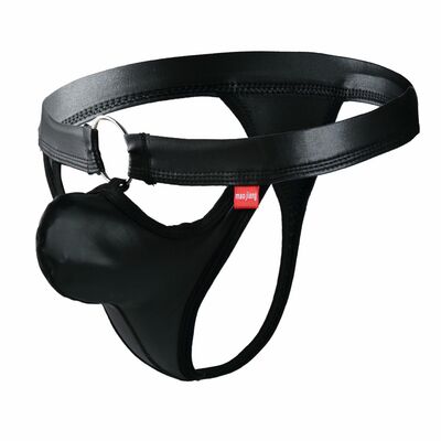 2PK Sexy Gay Mens Underwear Faux Leather Cut-out Thong Underpants Panties MJ1619