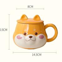 Kawaii Corgi Dog Ceramic Milk Mug With Lid And Spoon - Thumbnail 5