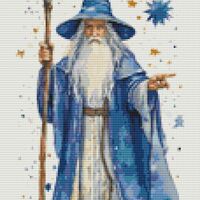Blue Wizard Cross Stitch Pattern - Thumbnail 1