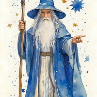 Blue Wizard Cross Stitch Pattern - Thumbnail 2