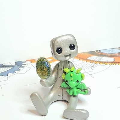 Dragon trainer robot figurine resin art toy kawaii desk buddy