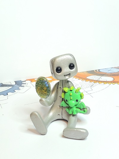 Dragon Trainer Robot Figurine Resin Art Toy Kawaii Desk Buddy